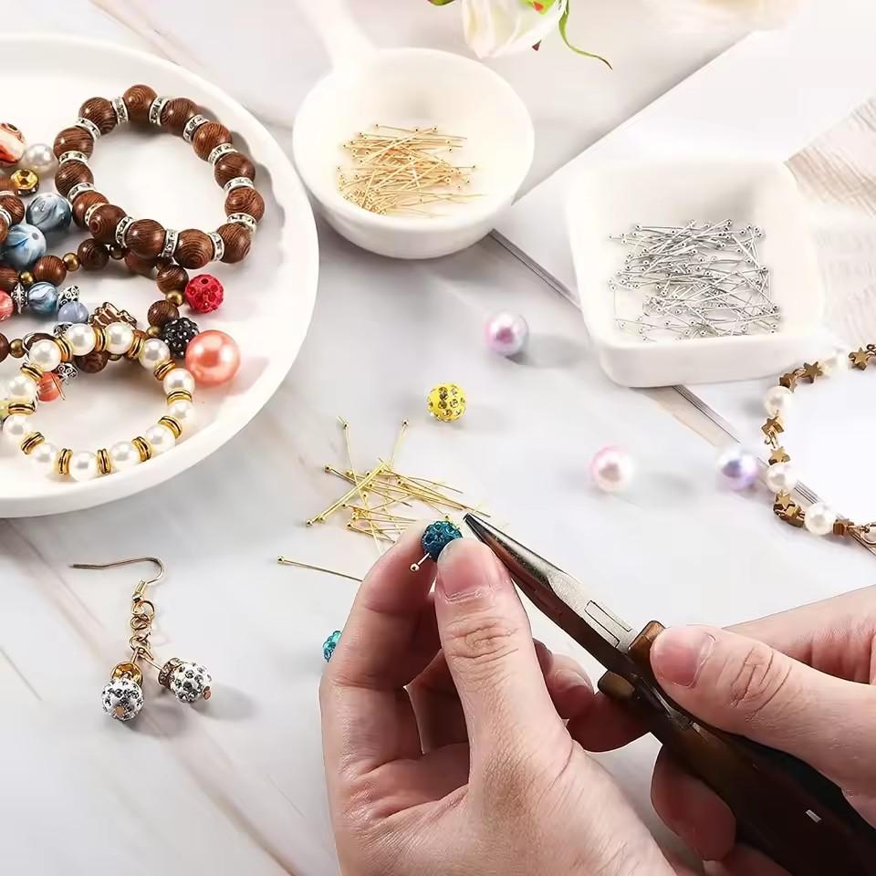 100 Stück/Los Kugelköpfe Silberfarben Vergoldet Kopfstift zum Auffädeln von Perlen Schmuckherstellung DIY Handwerk Handgefertigtes Zubehör