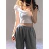 Design-sensual U-neck White Short-sleeved T-shirt for Women In Summer New Niche and Pure Sweet and Spicy Short Top