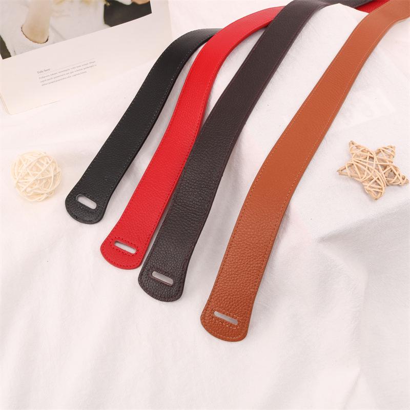Lychee Pattern Knotted Cowhide Belt: Versatile, Fashionable Waist-Cincher for Women's Coats, Windbreakers, and Dresses.