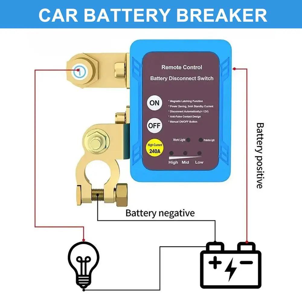 240A 12/24V Remote Battery Disconnect Kill Switch With Display Automatic Power Shut Off Remote Control For Vehicle Boat Marine