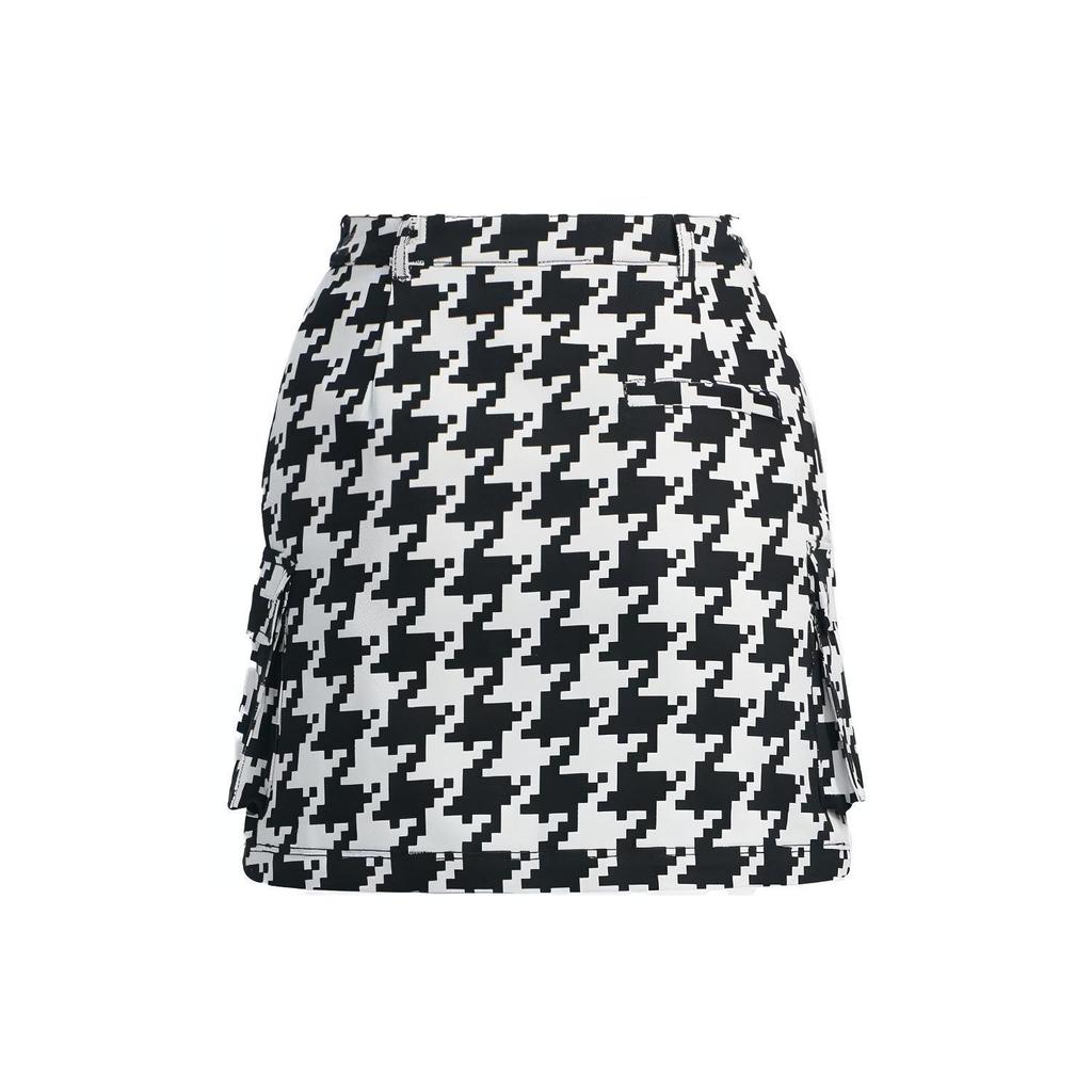Adidas Originals IVP Trefoil Plaid Print Fitted Mid-Rise Comfortable Casual Skirt Women Skirts Black HC5986