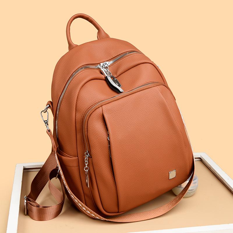 2024 New Women's Soft Leather Backpack: Versatile, Fashionable, Large Capacity Casual School and Travel Shoulder Bag