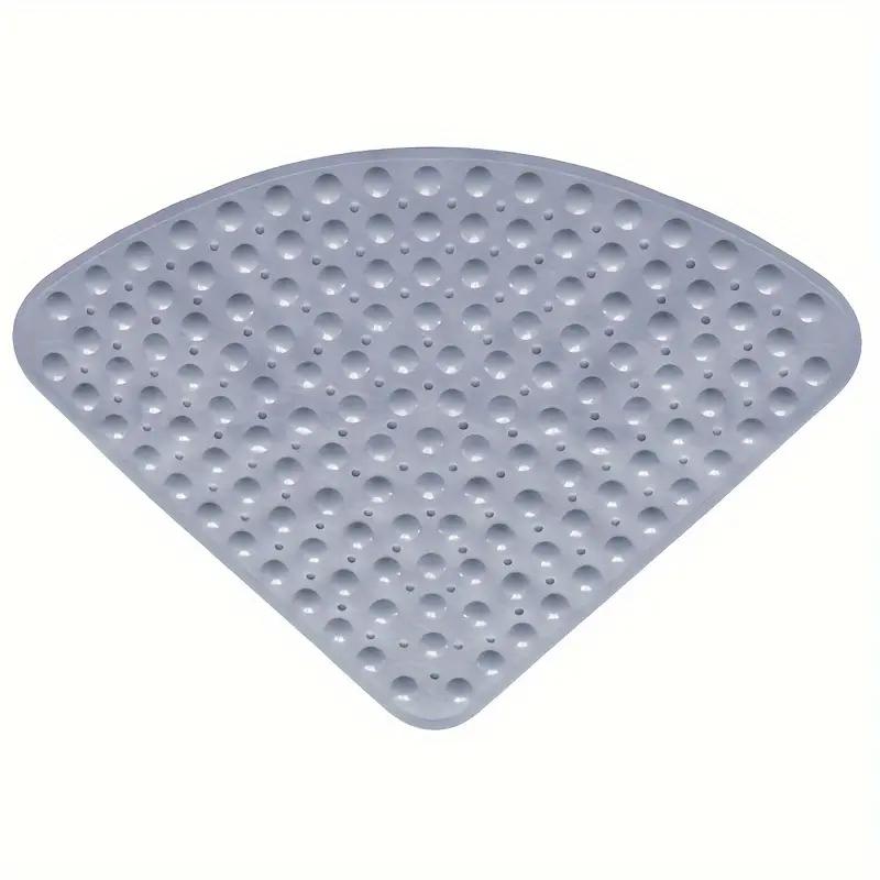 1pc Non-Slip Corner Bath Mat with Suction Cups & Drain Holes, 21x21in, PVC Shower Mat Bathtub Mat Machine Washable Floor Mat