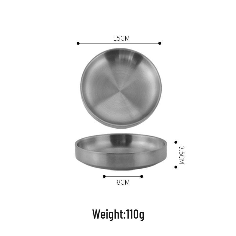 Korean-Style Double Layer Gold Kimchi Dish - Stainless Steel Small Bowl for BBQ, Dipping Sauce, Seasoning.