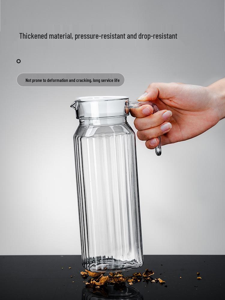 Commercial Cold Water Striped Acrylic Pitcher - Durable and Drop-Proof for Juice, Tea, Water, or Lemonade.