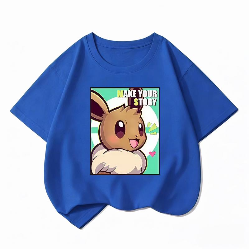 Potdemiel Summer New Pikachu Children's Pure Cotton T-Shirt, Boys and Girls Tops, Comfortable and Breathable Children's T-Shirt