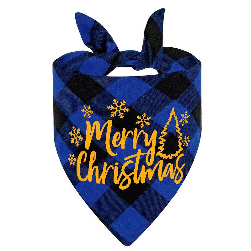 New polyester plaid pet triangle scarf dog print saliva scarf cat bib scarf