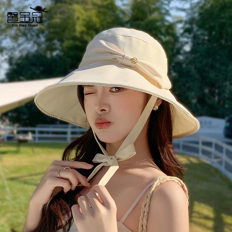 Summer Fashion Versatile Sun Hat Children's Designer Bow Bucket Hat High-end Face Small Sunscreen Hat