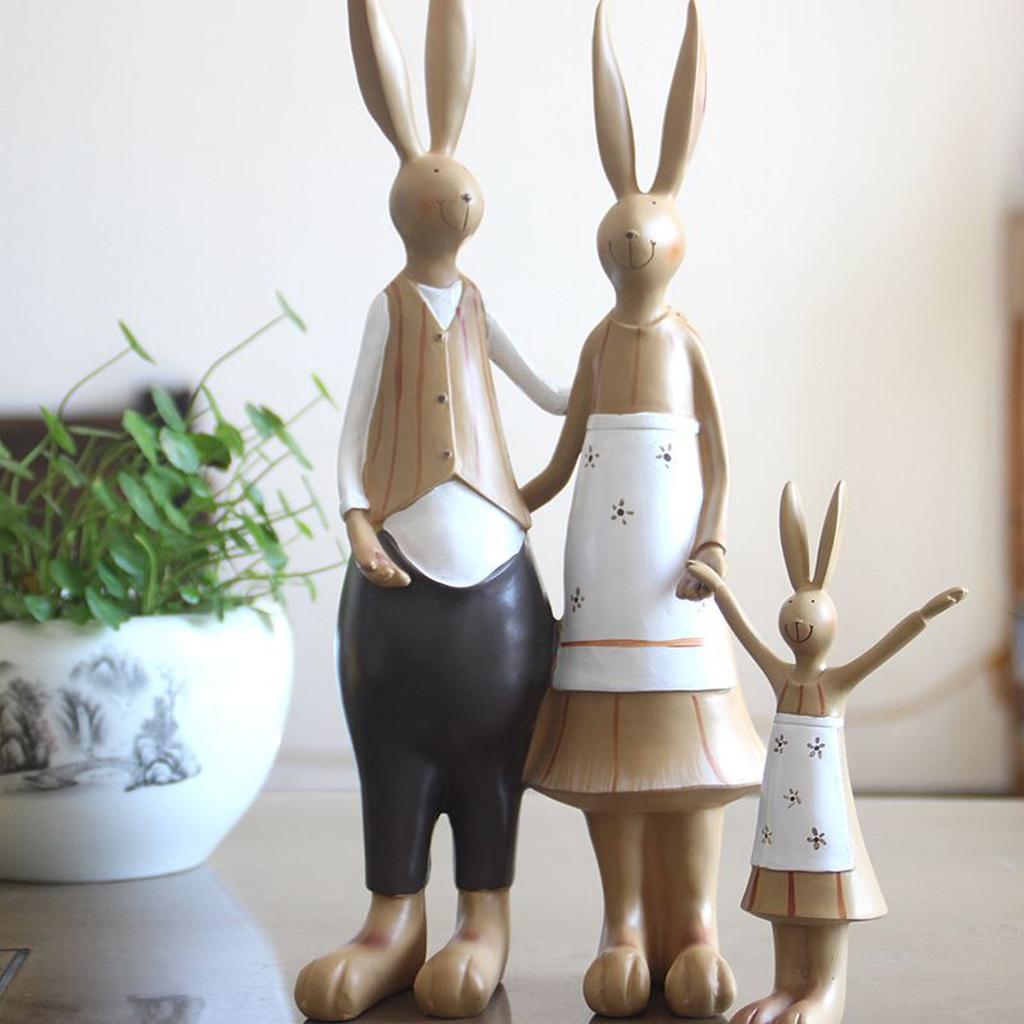 Rabbit Statue Resin Coating Cute Vintage Look Vivid Clear Texture Garden Bunny Ornament Decoration