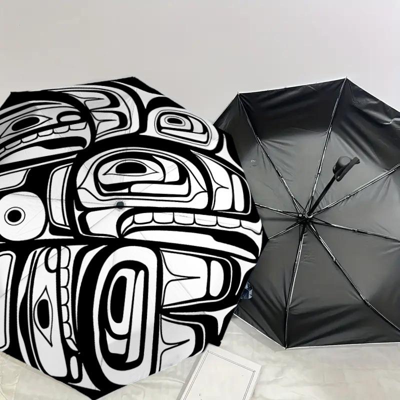 Native American Totem Pole Inspired Umbrella: A Unique Blend of Art and Functionality - Perfect for Outdoor Adventures, Travel Essentials 045