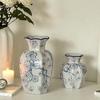 High-End Retro Blue and White Octagonal Porcelain Vase for Home Decor