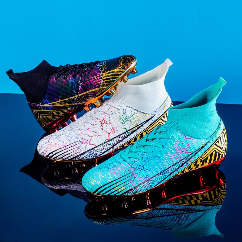 Large Size Gold-Plated High-Top Football Shoes Spikes Men'S And Women'S Student Football Shoes Non-Slip Breathable Football Shoes