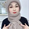 Scarf Integrated Hat Winter Women's New Scarf Hat Warm Knitted Headgear Plush Thickened Wool Hat Knitted Hat