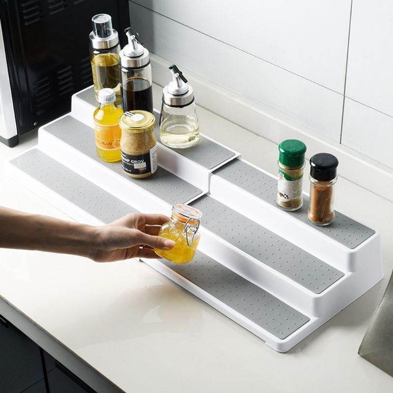 3-Tier Spice Rack Modern Design Waterproof & Non Skid Shelf Kitchen Great for Pantry Cabinet or Countertop Use