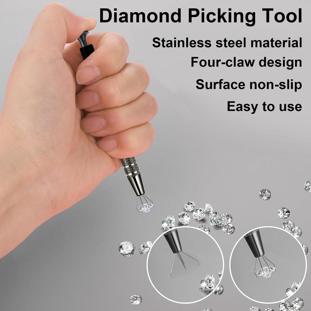 Professional Push In Syringe Type Tweezers 4 Prong Small Bead Grabber Metal Jewelry Catchers Practical Pick-up Tool