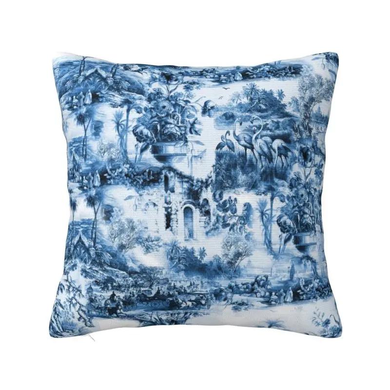 

Чехол для подушки с французским мотивом Toile De Jouy 45x45, наволочка для домашнего декора с принтом Flora для гостиной, двухсторонняя 40x40cm 16x16in