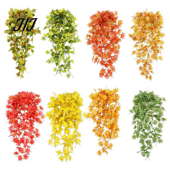 Decorative Hanging Vines for Store Display 5?Fork Artificial Maple Leaf Vine, Fake Foliage Wall Indoor Greenery Living Room Plant, Simulated
