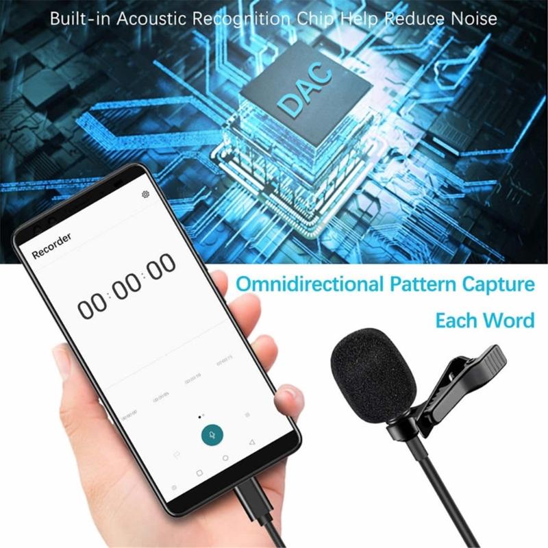 1 Set Omnidirectional Type C Lapel Microphone for Desktop and Notebook Gaming Video Recording and Meetings Lavalier Mic
