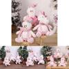Adorable Pink Snowman And Reindeer Plush Figurines For Christmas Holiday Decor