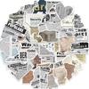 52Pcs Vintage Newspaper PVC Sticker Aesthetic Children's Korean Stationery School Supplies Scrapbooking DIY Decoration Sticker