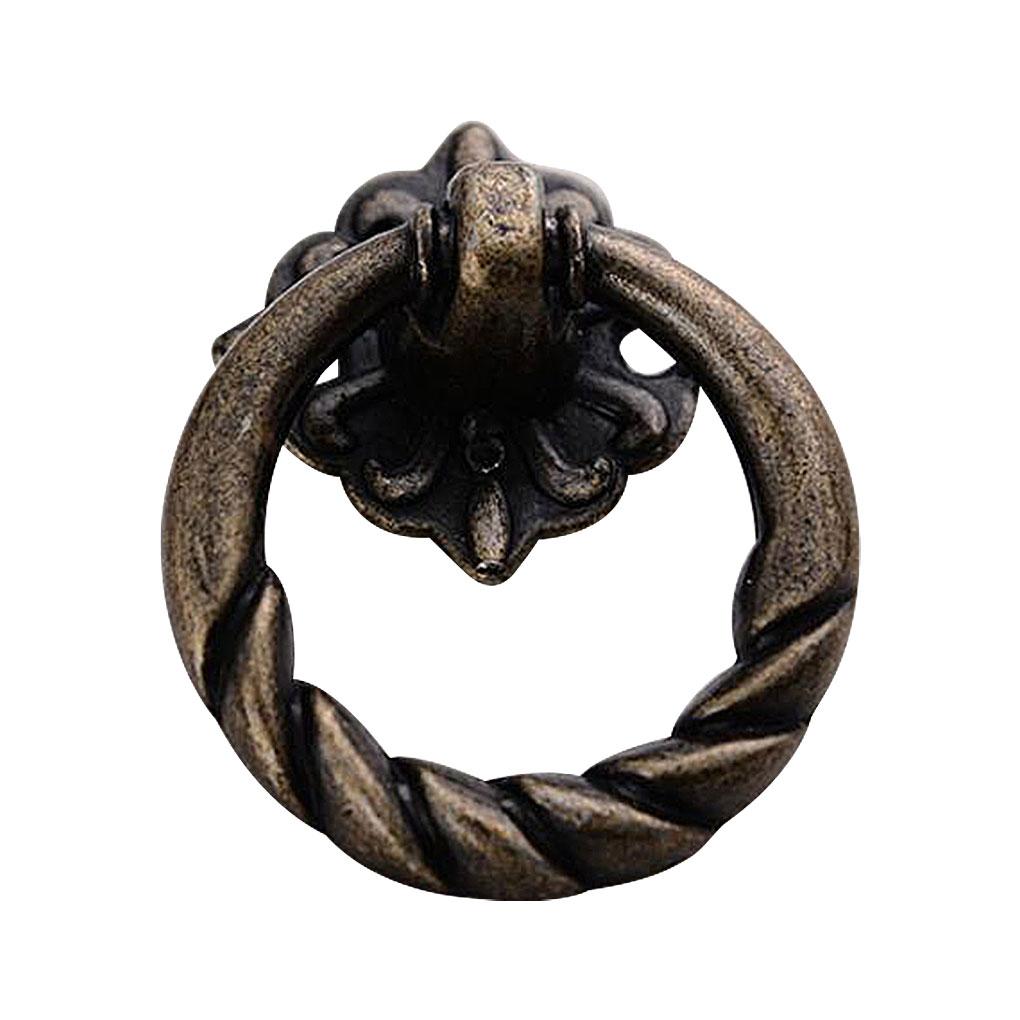 2pcs Zinc Alloy Drawer Handle Antique Twine Carved Cabinet Wardrobe Single Hole Mobile Door Handle Furniture Hardware Supplies