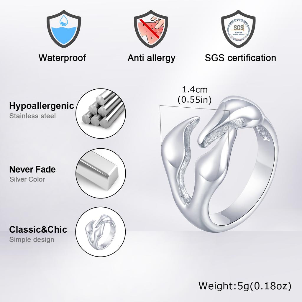 Rock Punk Claw Ring for Men Boys,Waterproof Stainless Steel Dinosaur Claw Ring,Causal Jewelry Halloween Gift