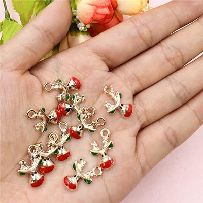 10Pcs DIY Accessories Bracelets Necklace Handmade Pendant Jewelry Making Decoration Beads Christmas Tree Alloy Material