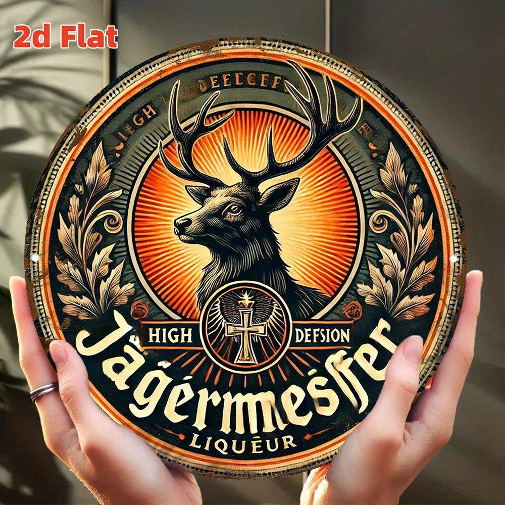Jagermeister Liqueur Deer Logo Vintage Metal Tin Sign Retro Bar Wall Art Decor for Pub Man Cave 20x20cm(8x8inch)