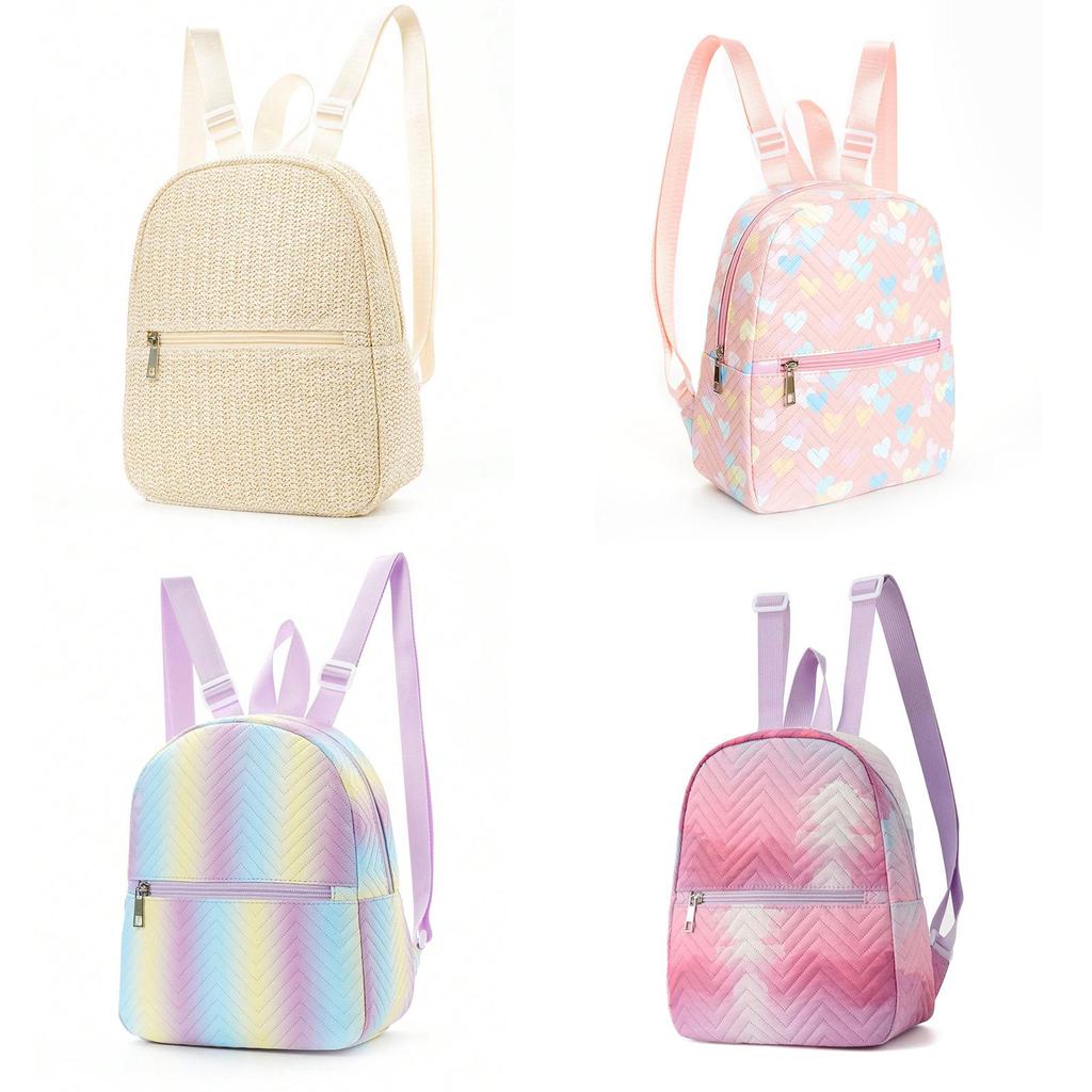 Womens Fashion Heart Print Nylon Backpack With Waterproof Design For Daily Use