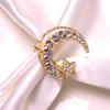 1-30PCS Ramadan Napkin Ring Set Gold Star Moon Design Alloy Crystal Metal Hollow For Holiday Tableware Durable Holder