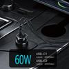 TOTU CC-6 Fast Car Charger Adapter Dual 60W USB-C Ports Cigarette Lighter Car Phone Charger