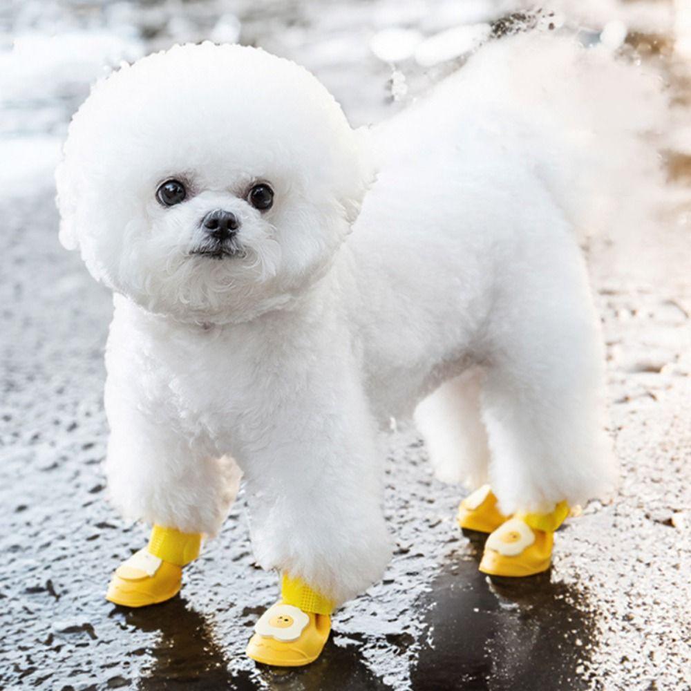 

4pcs/set Cartoon Pet Silicone Rain Shoes Soft Dog Rain Boots for Four Seasons