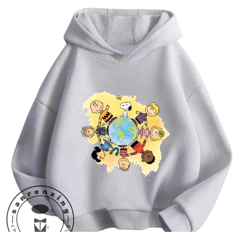 New Autumn Kawaii Hooded Sweatshirt Cute Cartoon Casual Street Style Kids Hoodie Snoopy Boys Girls