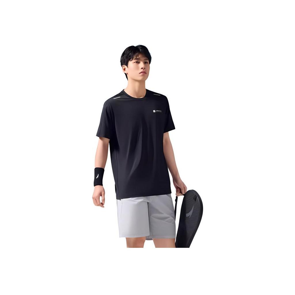 Anta Lifestyle Series Logo Letter Print Round Neck Short Sleeve T-Shirt Men Tops Black 952327126-6