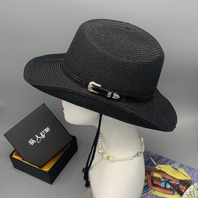 Spring And Summer Men'S Sunscreen Cowboy Hats, Holiday Style Straw Hats, Foldable Straw Hats For Children