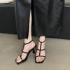 French elegant open-toed sandals women's 2025 summer new versatile square head with thin heels light luxury high heels women
