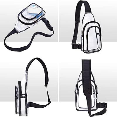 Transparent Double Layer Shoulder Bag  Simple Pvc Clear Crossbody Bags Waterproof Outdoor Sports Chest Bag
