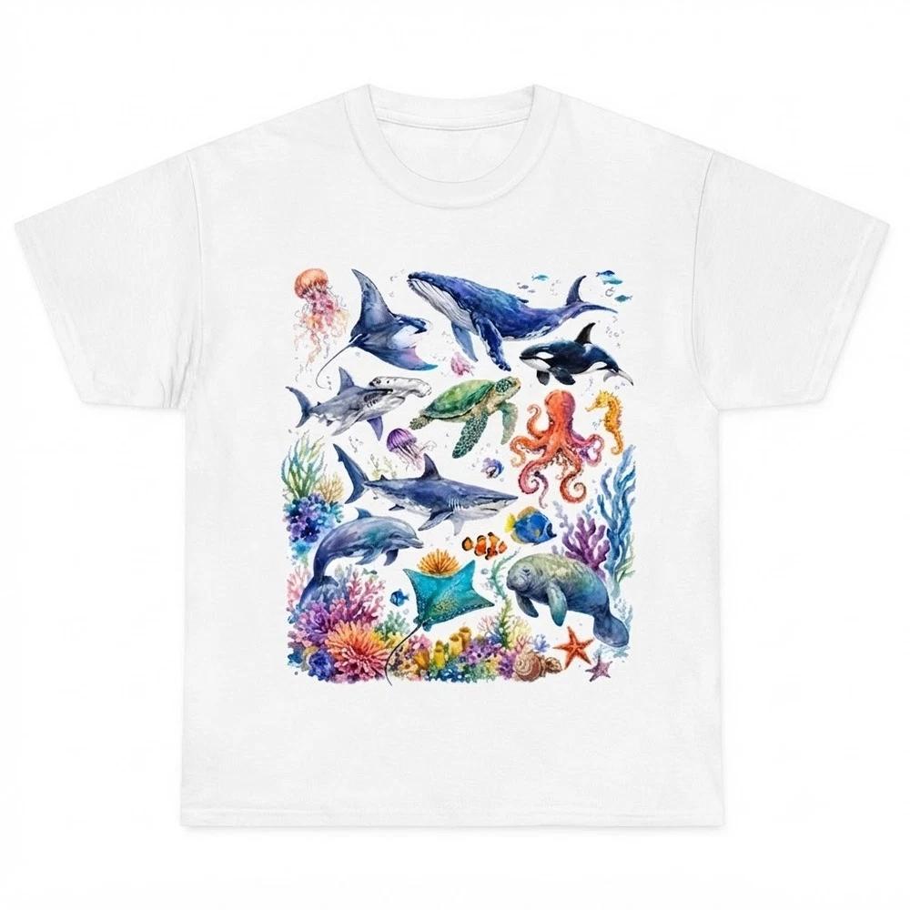 Ocean Life Watercolor Gift For Friends White TShirt S