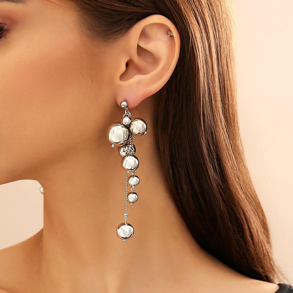 IngeSight.Z Vintage CCB Ball Beads Chain Long Tassel Drop Earrings for Women Punk Gold Color Hang Earrings Party Jewelry Gift