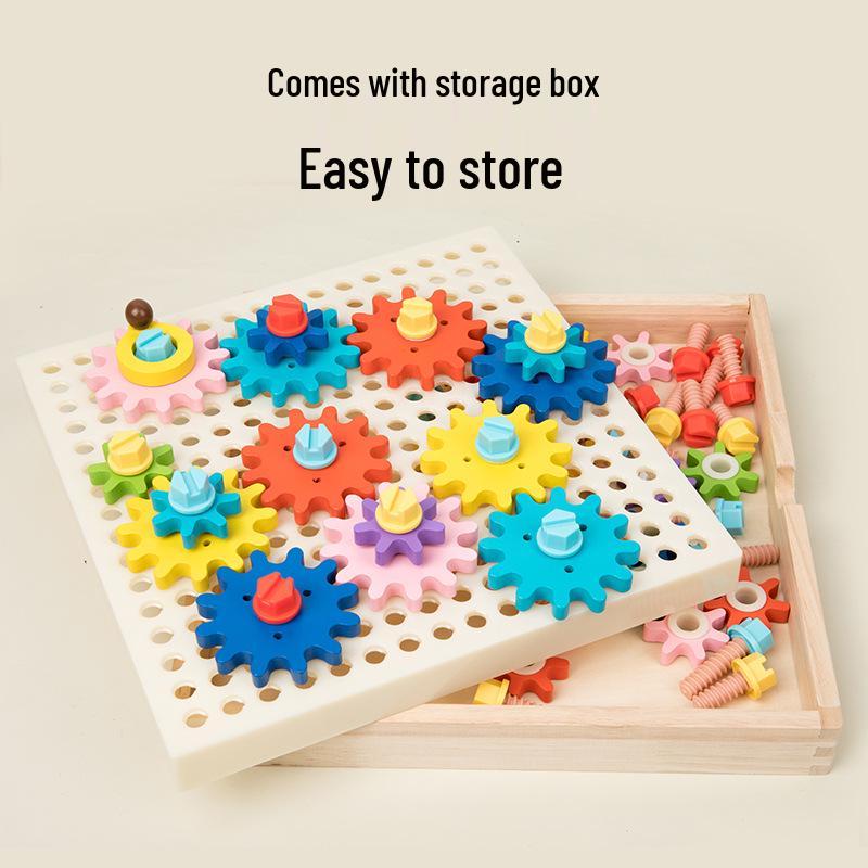 Creative Colorful Gear Mushroom Wooden Puzzle for Kids - Early Education Jigsaw