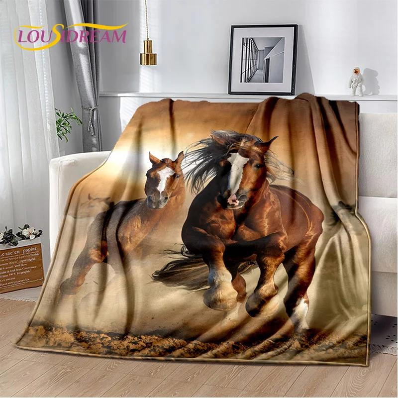 Horse Pentium Gallant Steed 3D Animal Blanket,Soft Throw Blanket for Home Bedroom Bed Sofa Picnic Travel Office Cover Child Gift