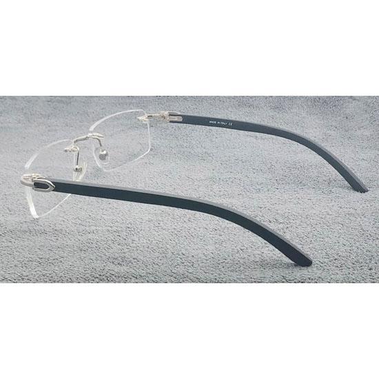 RSINC Imported men Rimless Eyeglass wood metal eye-ware Black - Silver | CT00521 C1 53-18-145 CART-5 A2