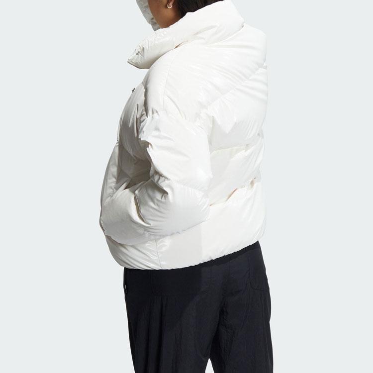 Adidas Oryginalna kurtka puchowa damska w jednolitym kolorze, błyszcząca, luźna, ciepła, z długim rękawem, 600 cuin, odzież wierzchnia, biała IU4798