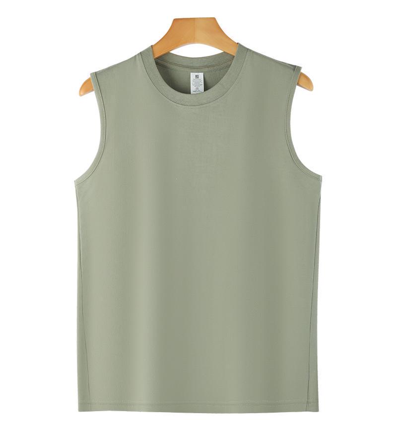 230g Pure Cotton Sleeveless Round Neck Sports Vest - Fitness & Basketball Training Top with Printed Logo.