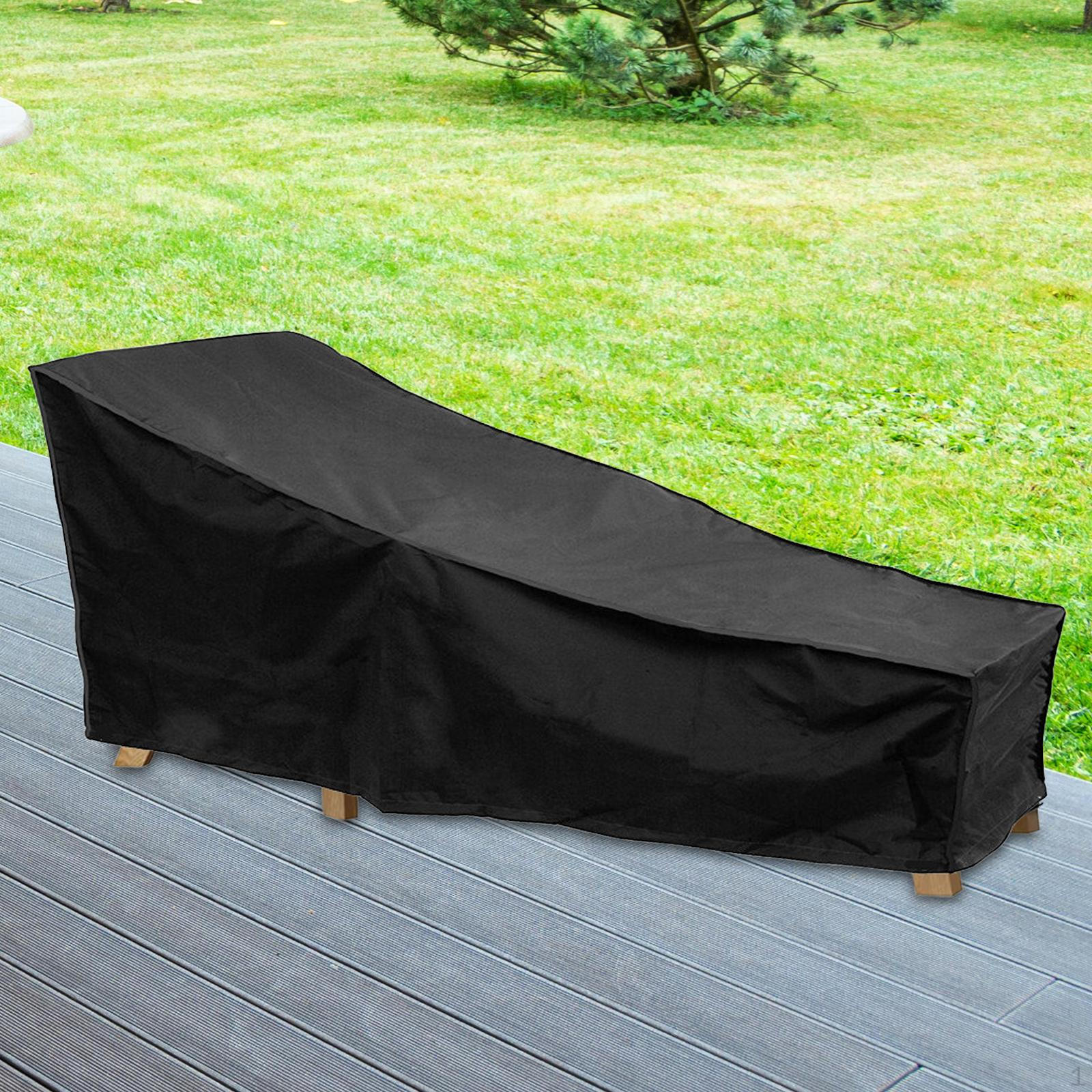 

Lounge Chair Cover 210D Oxford Cloth Simple Chaise Outdoor Furniture Protector for чорний