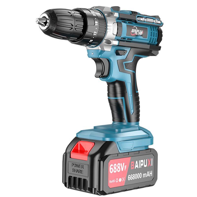 BAIPUXI Cordless Lithium-ion Impact Drill & Screwdriver CN Plug (adapter Included)