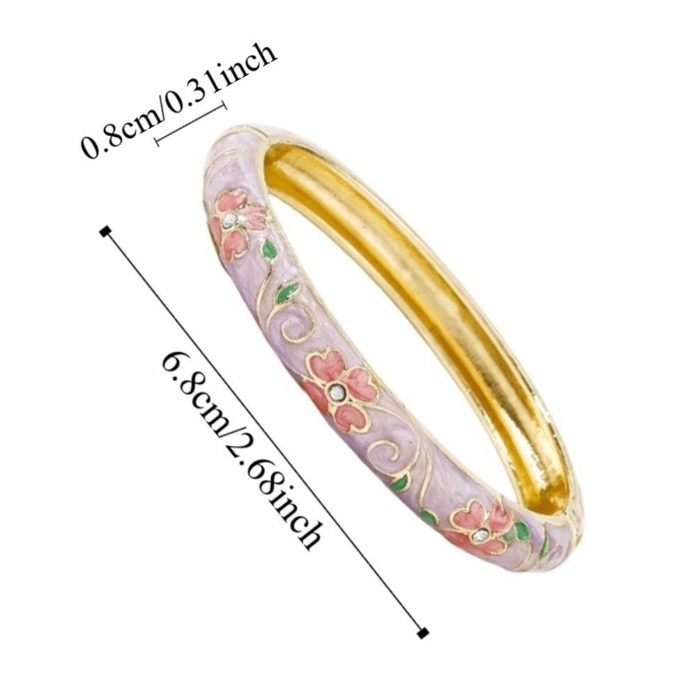 Enamel Vintage Cloisonne Bangle Traditional Chinese Chinese Flower Bangle Classic Cherry Blossom Women's Hand Bracelet