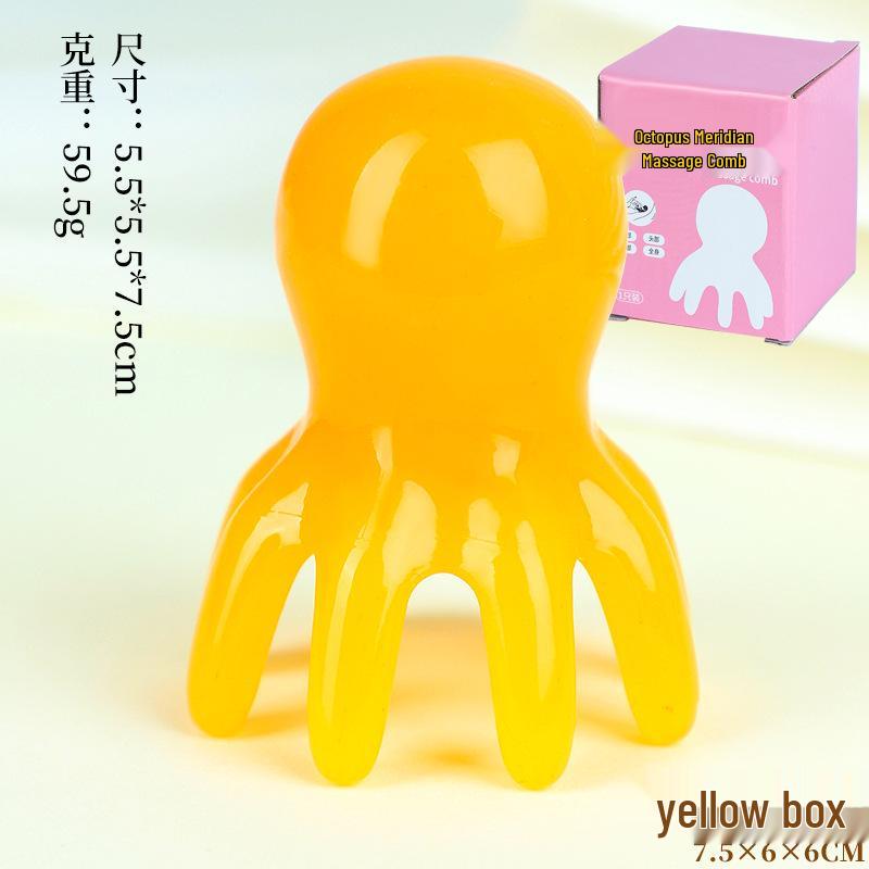 Pink Octopus Portable Scalp Massager Comb with Wide-Tooth Gua Sha Design