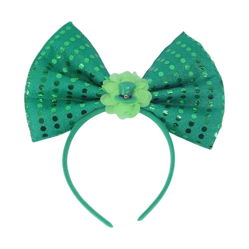 Irish Leprechaun Bowknot Hair Hoop Fashion Statement Karaoke Party Leprechaun for Irish Day Stage Photo Props