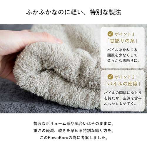 Tramparan Imabari Handtuch Badetuch 2-teiliges Set: Weich, Saugfähig, Schnelltrocknend, Leicht, Dick, 100% Baumwolle, Locker gedreht, Flauschig, Hergestellt in Japan (N / A